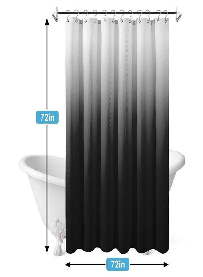 Nesphy Shower Curtain and Liner, Ombre Black Modern 3 in 1 Shower Curtain and PEVA Liner Set with 12 Rust-Resistant Metal Hooks, Waterproof Fabric Shower Curtains for Bathroom, 72 W x 72 H - Image 4
