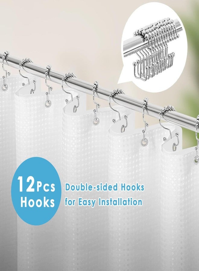Nesphy Shower Curtain and Liner, Ombre Black Modern 3 in 1 Shower Curtain and PEVA Liner Set with 12 Rust-Resistant Metal Hooks, Waterproof Fabric Shower Curtains for Bathroom, 72 W x 72 H - Image 2