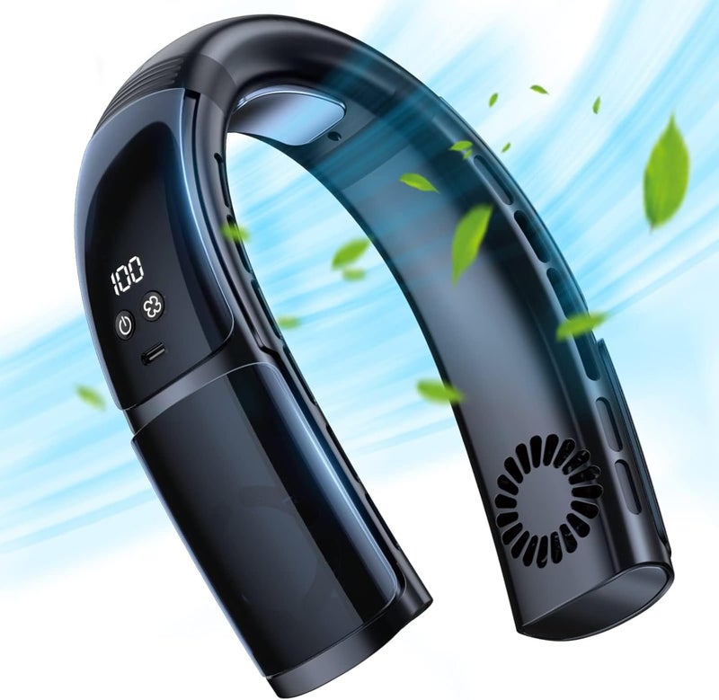 Excefore Portable Bladeless Neck Fan, Portable Neck Fan, 4000mAh Rechargeable Wearable Neck Fan, with 360° Cooling Airflow, 5 Speeds, and Hands-Free Design, for Travel and Indoor Use - Image 1