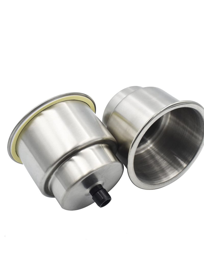 Stainless Steel Cup Drink Holder, Insert with Drain for Marine Boat RV Camper Stainless Steel Cup Drink Holder with Drain Marine Boat Rv Camper (2PCS) - Image 1