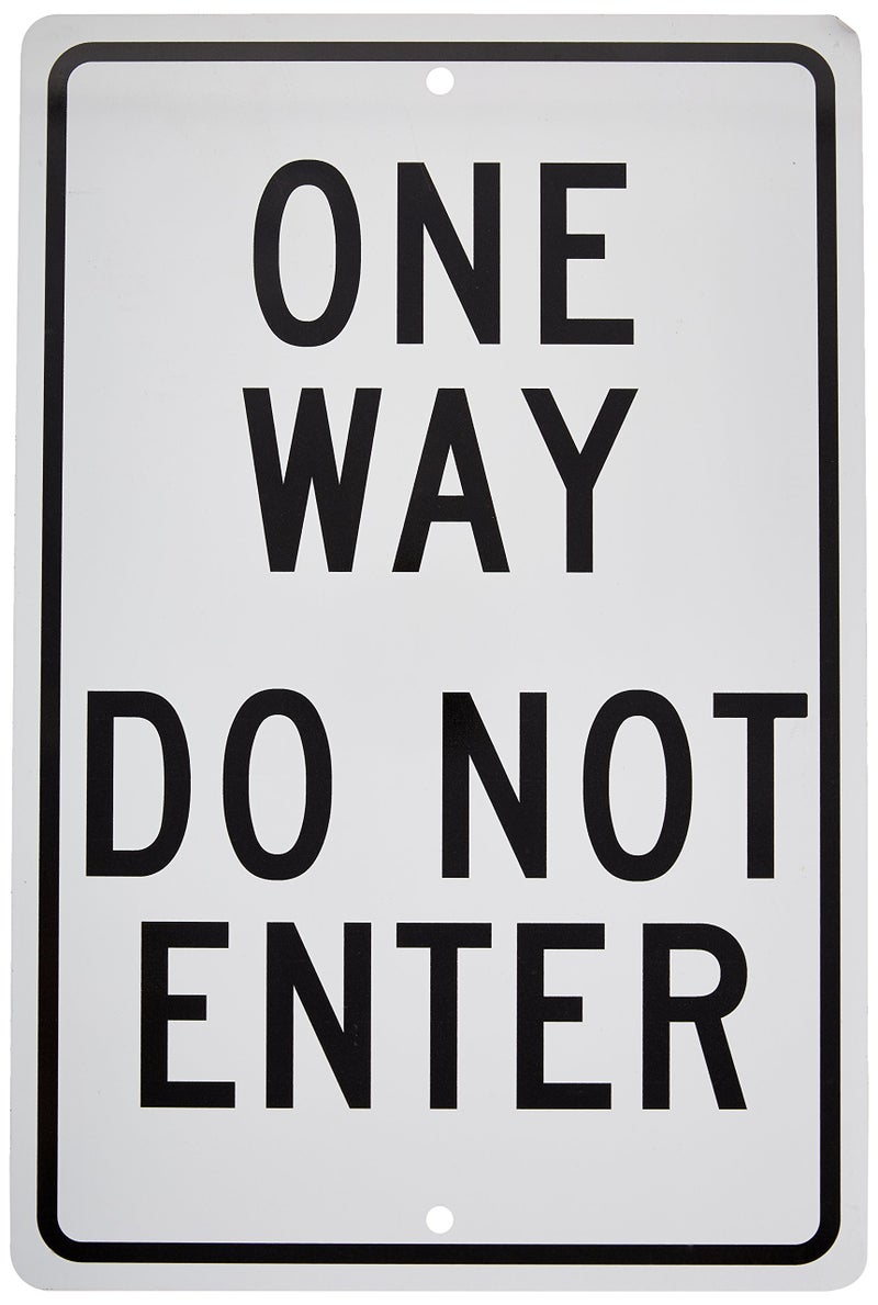 NMC TM73H ONE WAY – DO NOT ENTER Sign – 12 in. x 18 in. All Purpose Aluminum Traffic Control Sign with Black Text on White Base - Image 1