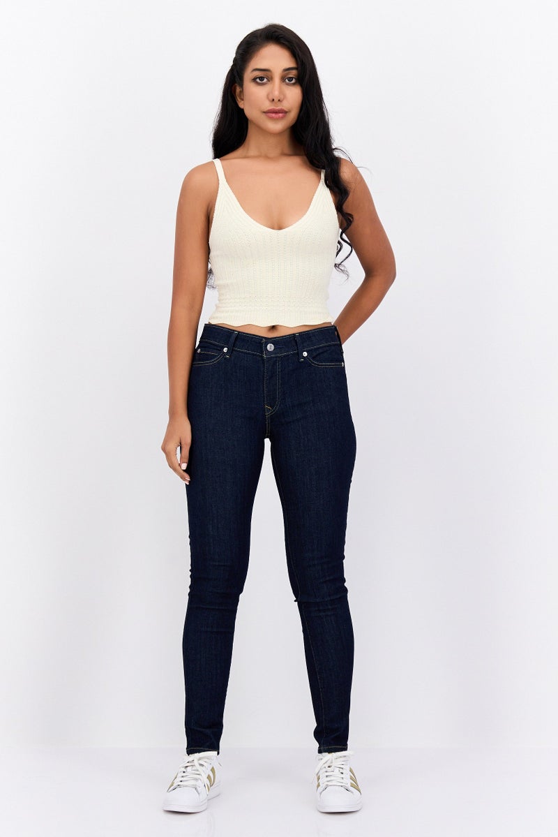 Levi's جينز دنيم ضيق للنساء، أزرق داكن - Image 4