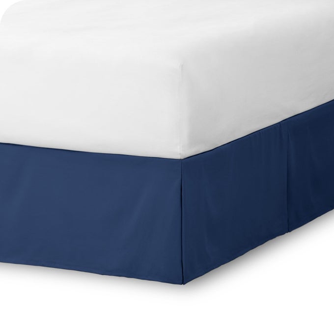 KIDS TWIN BED SKIRT 15INCH TAILORED DROP EASY FIT BED SKIRT FOR BEDS CENTER CORNER PLEATS TWIN DARK BLUE