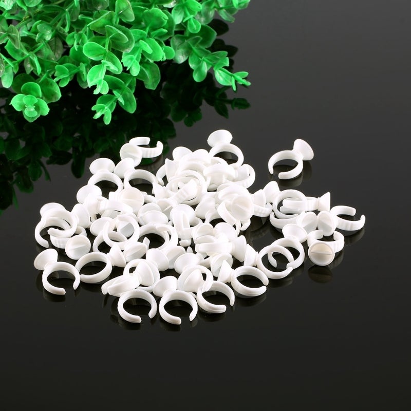 Eyebrow Tattoo Ink Rings 50pcs Plastic Disposable Makeup Holder - Easy Cleanup Pigment Holder for Eyebrow Tattoo Artists - Image 4