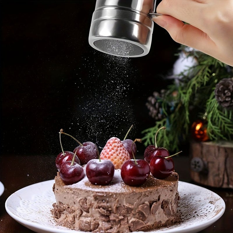 2pcs Silvery Medium Size Stainless Steel Powder Shaker Dispenser With Handle Dense Mesh For Baking Soda Cornstarch Coffee Restaurants Cafe - Image 5