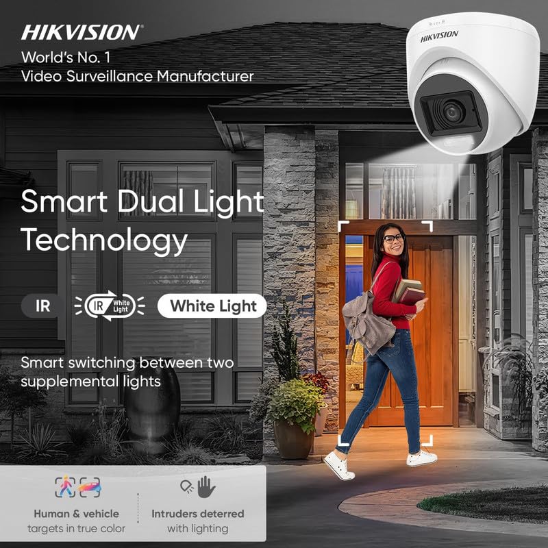 Clocite HIKVISION Full HD 8 Channel DVR, 2 MP 3 Dome & 5 Bullet Cameras [Color Night Vision + Built-in Audio MIC + Smart Dual Light + Motion Detection] + 2 TB HDD 8 CH SMPS + CCTV Cable + BNC & DC - Image 3
