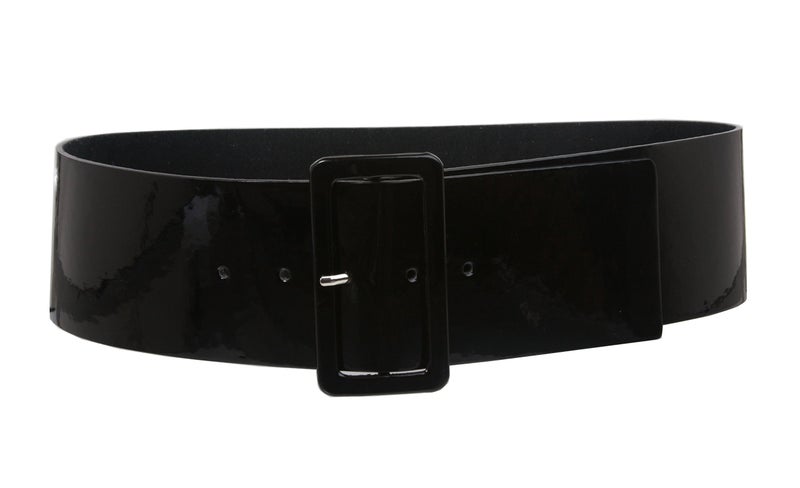 Beltiscool Ladies High Waist Patent Leather Wide Fashion Square Belt, Black | L/XL - 40" - Image 3