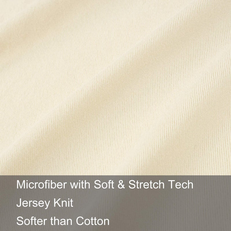 N&Y HOME 2-Pack Stretch Pillow Cases - Jersey Knit & Ultra Soft Envelope Closure Pillowcases T-Shirt Like Microfiber Blend - Suitable for Queen or Standard Size Set of 2  Beige - Image 2