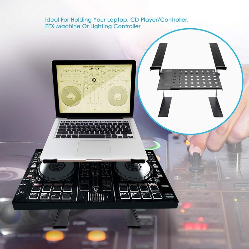 Pyle Portable Adjustable Laptop Stand - 6.3 to 10.9 Inch Standing Table Monitor or Computer Desk Workstation Riser with Shelf Storage and Height Alignment for DJ, PC, Gaming, Home or Office - PLPTS26 - Image 3