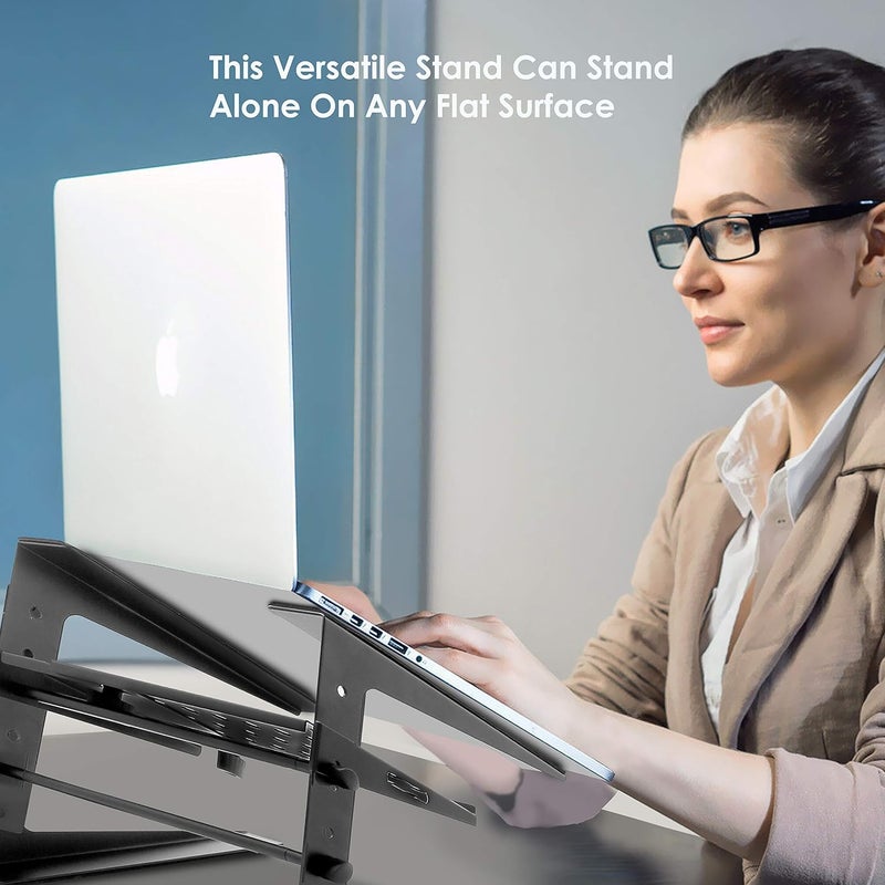 Pyle Portable Adjustable Laptop Stand - 6.3 to 10.9 Inch Standing Table Monitor or Computer Desk Workstation Riser with Shelf Storage and Height Alignment for DJ, PC, Gaming, Home or Office - PLPTS26 - Image 5