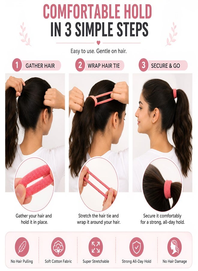 NYVAAS Store NYVAAS Cotton Hair Ties for Women & Girls, 30 Pack, Soft No-Damage Elastics (Earthy Elegance) - Image 3