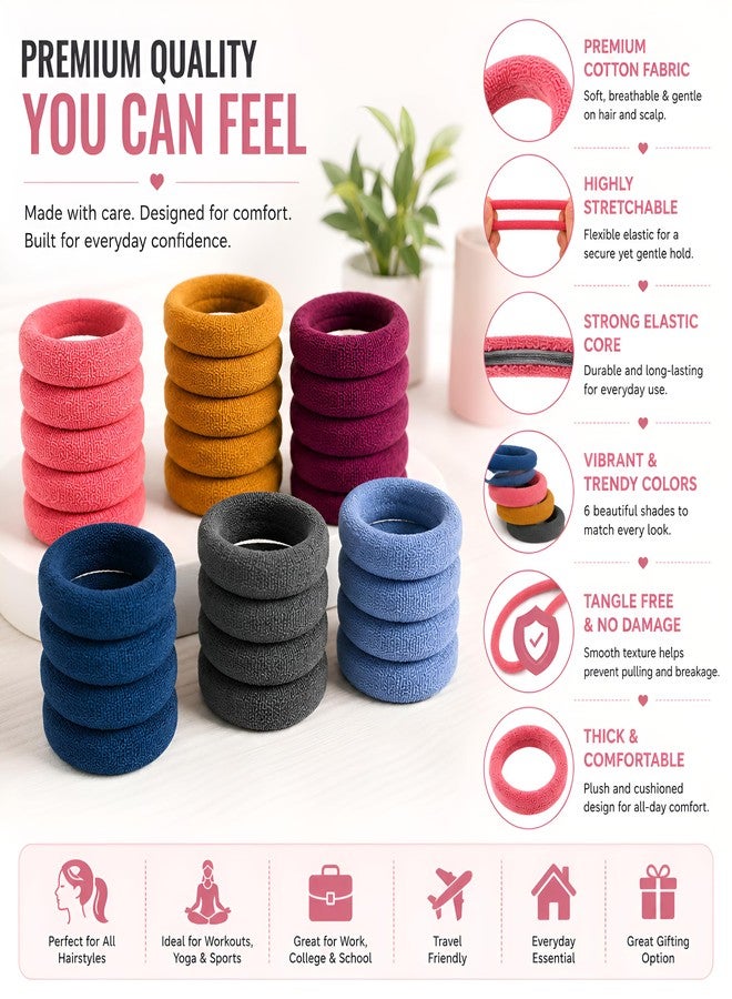 NYVAAS Store NYVAAS Cotton Hair Ties for Women & Girls, 30 Pack, Soft No-Damage Elastics (Earthy Elegance) - Image 5