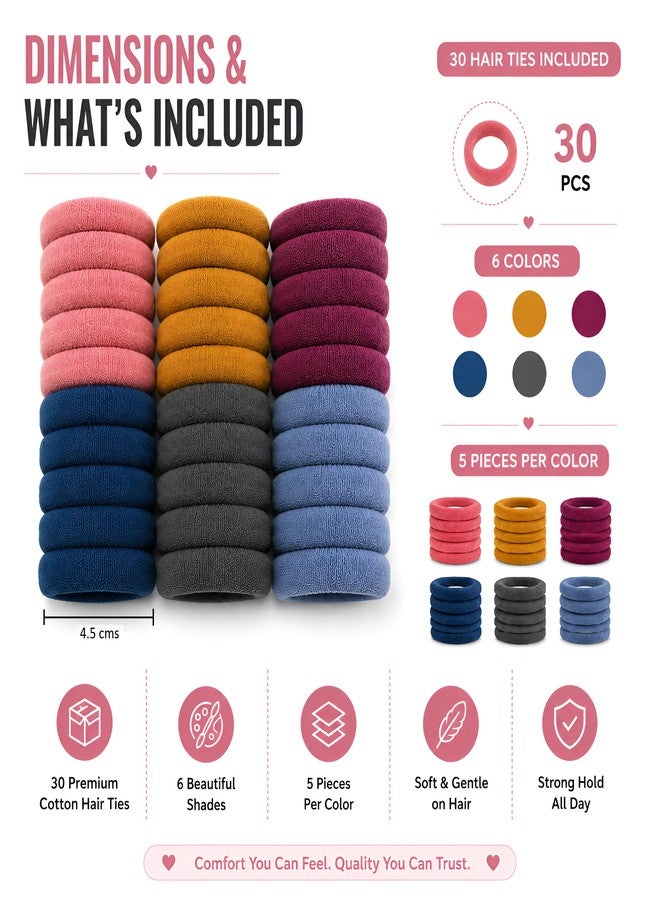 NYVAAS Store NYVAAS Cotton Hair Ties for Women & Girls, 30 Pack, Soft No-Damage Elastics (Earthy Elegance) - Image 2