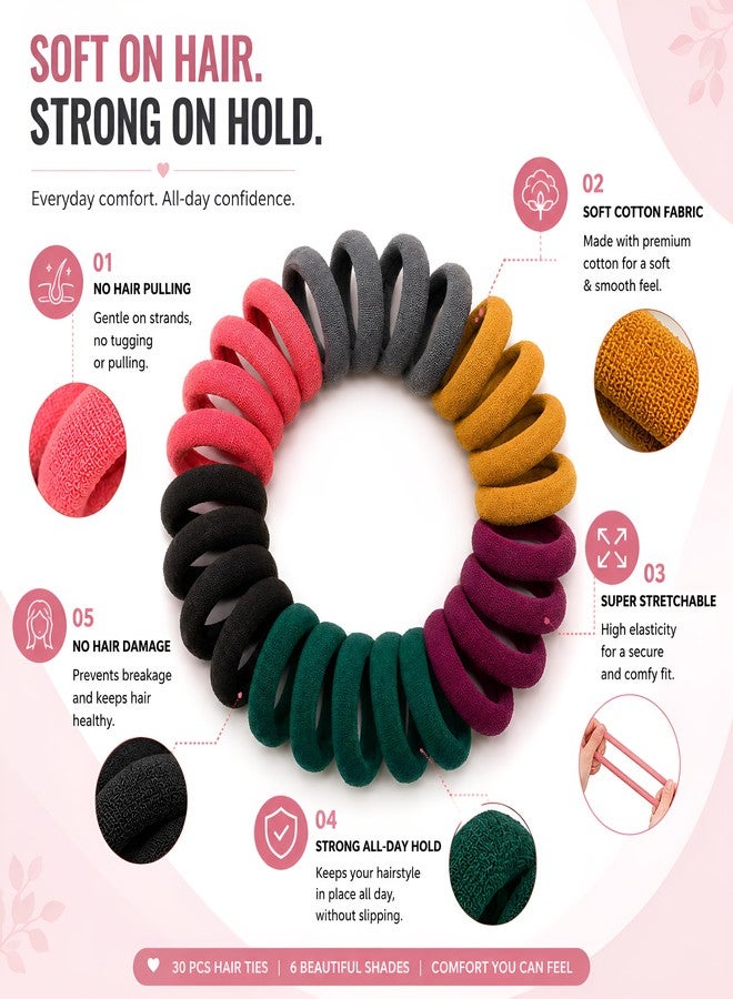 NYVAAS Store NYVAAS Cotton Hair Ties for Women & Girls, 30 Pack, Soft No-Damage Elastics (Earthy Elegance) - Image 1