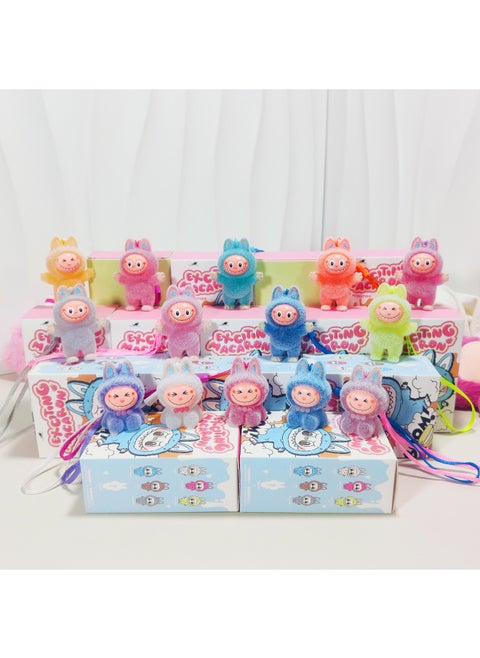 Bubble Mart Blind Box Labubu Plastic Flocking 10cm Labubu Doll Couple Bag Pendant-Color:Lb Standing Position 6cm (blind Box Color Random)