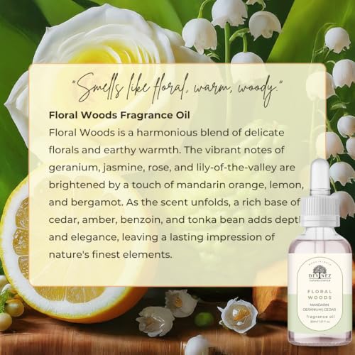 Devinez Floral Woods Fragrance Oil with White Dropper - 30ml, Floral Fragrance for Him & Her, for Diffuser, DIY, Candle-Making, Aromatherapy, Reed Diffuser Oils, Air Fresheners - Image 2