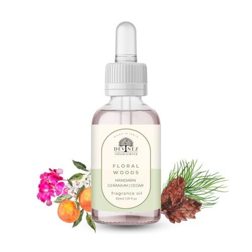 Devinez Floral Woods Fragrance Oil with White Dropper - 30ml, Floral Fragrance for Him & Her, for Diffuser, DIY, Candle-Making, Aromatherapy, Reed Diffuser Oils, Air Fresheners - Image 1