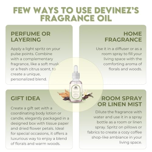 Devinez Floral Woods Fragrance Oil with White Dropper - 30ml, Floral Fragrance for Him & Her, for Diffuser, DIY, Candle-Making, Aromatherapy, Reed Diffuser Oils, Air Fresheners - Image 4