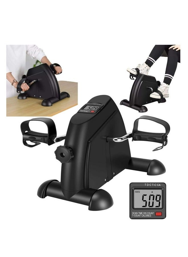 Under Desk Bike for Arm/Leg Exercise, Mini Exercise Bike, Mini Bike for Home Office, Pedal Exerciser Portable Foot Cycle,Rehabilitation Training - Adjustable Resistance/LCD Screen Display(Black)