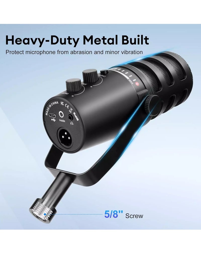 ميكروفون بودكاست ديناميكي XLR/USB، قابل للتعديل، وإلغاء الضوضاء، والتحكم في مستوى الصوت - pzsku/ZB40AEB801BCF0848333FZ/45/_/1728311579/b825ae06-fd0e-43b0-b6dd-9dbf737d8d7f
