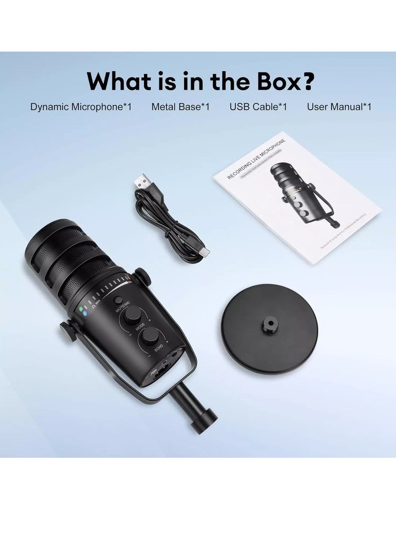 ميكروفون بودكاست ديناميكي XLR/USB، قابل للتعديل، وإلغاء الضوضاء، والتحكم في مستوى الصوت - pzsku/ZB40AEB801BCF0848333FZ/45/_/1728311589/bcaed67c-0457-410e-b77d-c04f1eb83641