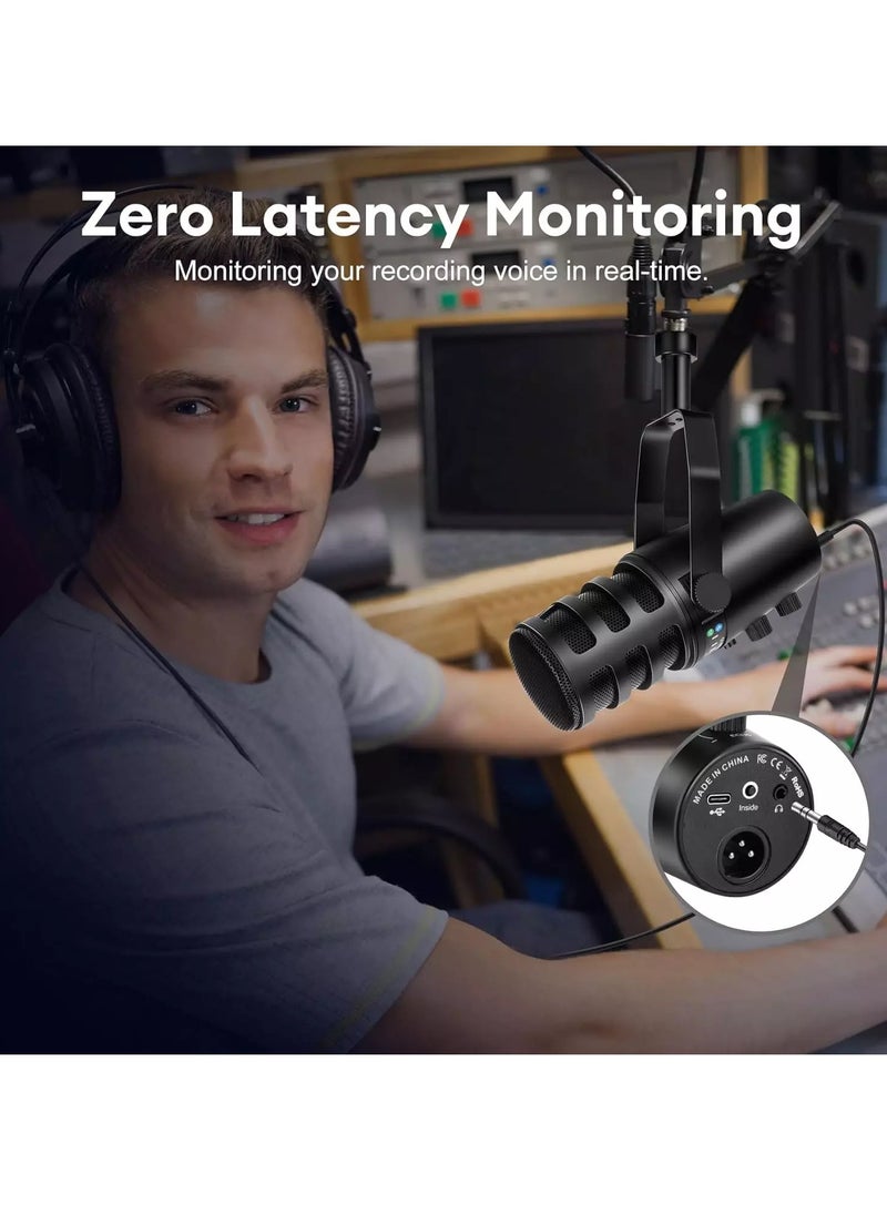 ميكروفون بودكاست ديناميكي XLR/USB، قابل للتعديل، وإلغاء الضوضاء، والتحكم في مستوى الصوت - pzsku/ZB40AEB801BCF0848333FZ/45/_/1728311668/a0d7502a-b834-458e-b6a0-d557af7e9291