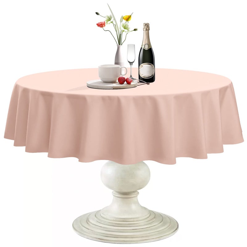 Softalker Round Tablecloth Waterproof & Stain Resistant Table cloth Wrinkle Free Fabric Washable 210gSM Polyester Table cover for DiningPartyHoliday (120 inch  Pink)