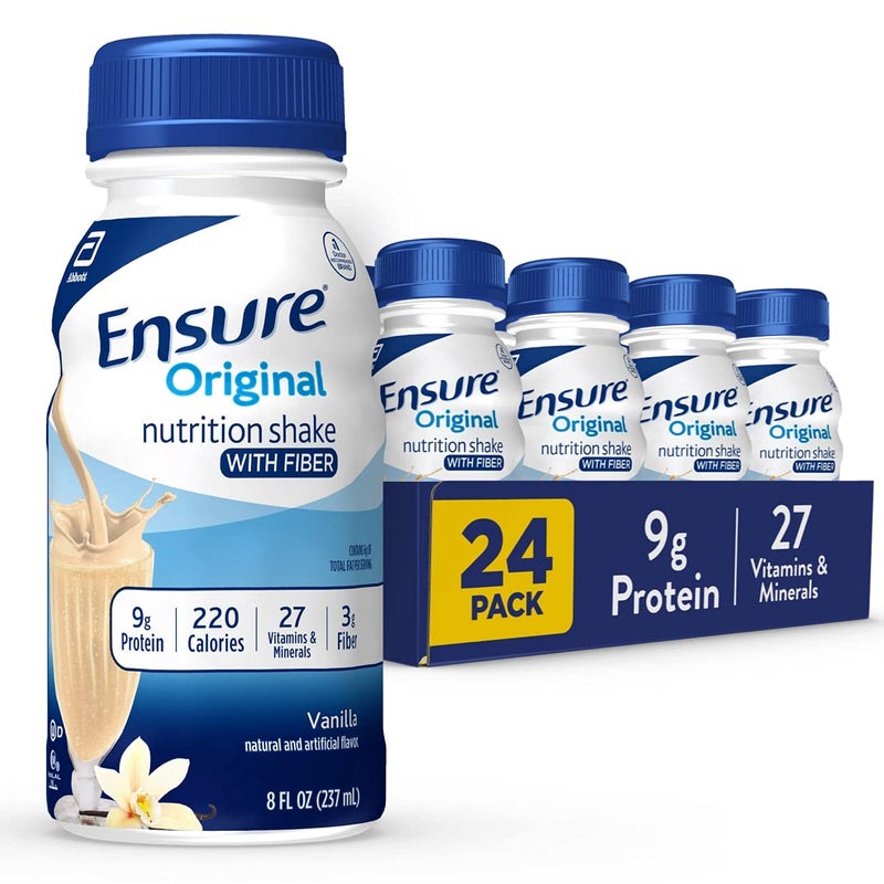 Ensure Original Vanilla Nutrition Shake with Fiber| Meal Replacement Shake | Ready To Drink | 9g Protein, 27 Vitamins and Minerals | 8 fl oz - 24 Pack - Image 1