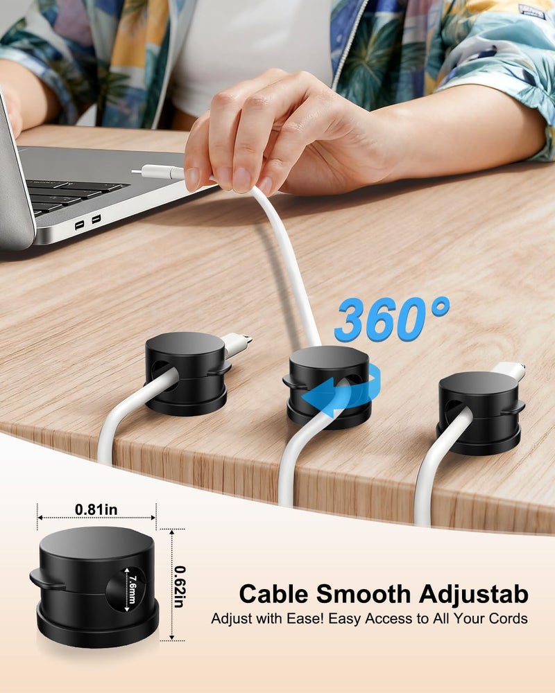 OneLeaf 8 Pack 360Â° Rotatable Strong Magnetic Cable Clips Cord Holder for Nightstand, 1s Lock Phone Charger Holder, Adhesive Magnetic Cord Clips for Home/Office/Car/Game Station, Smooth Adjustable - Image 3