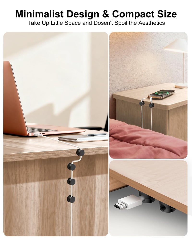 OneLeaf 8 Pack 360Â° Rotatable Strong Magnetic Cable Clips Cord Holder for Nightstand, 1s Lock Phone Charger Holder, Adhesive Magnetic Cord Clips for Home/Office/Car/Game Station, Smooth Adjustable - Image 5