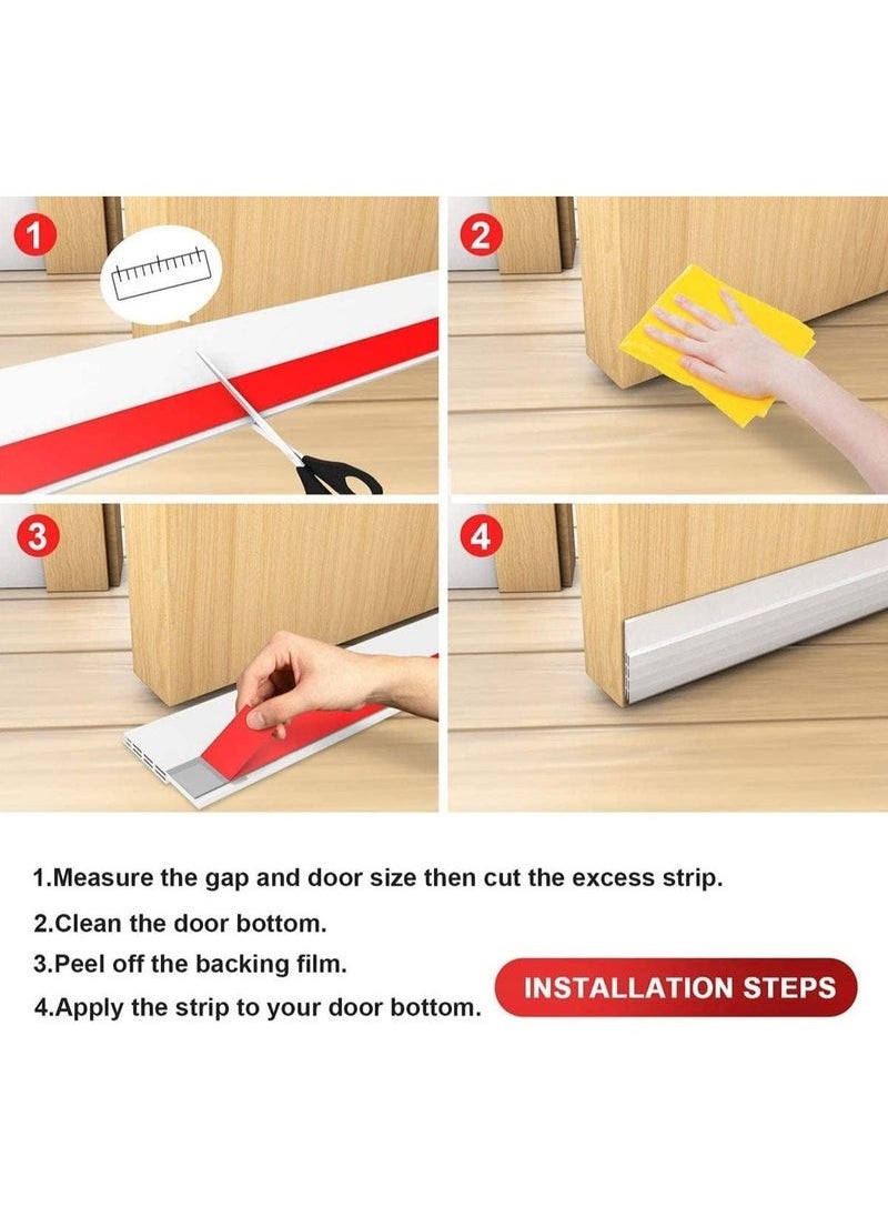 SHAYDX - Door Draft Stopper, Self Adhesive Door Seal Strip, Soundproof Weather Stripping for Bottom of Door, Draft Excluder for Blocking Cold Air, Dust, Bugs, Noise, 39 Inch Door Sweep - Image 1