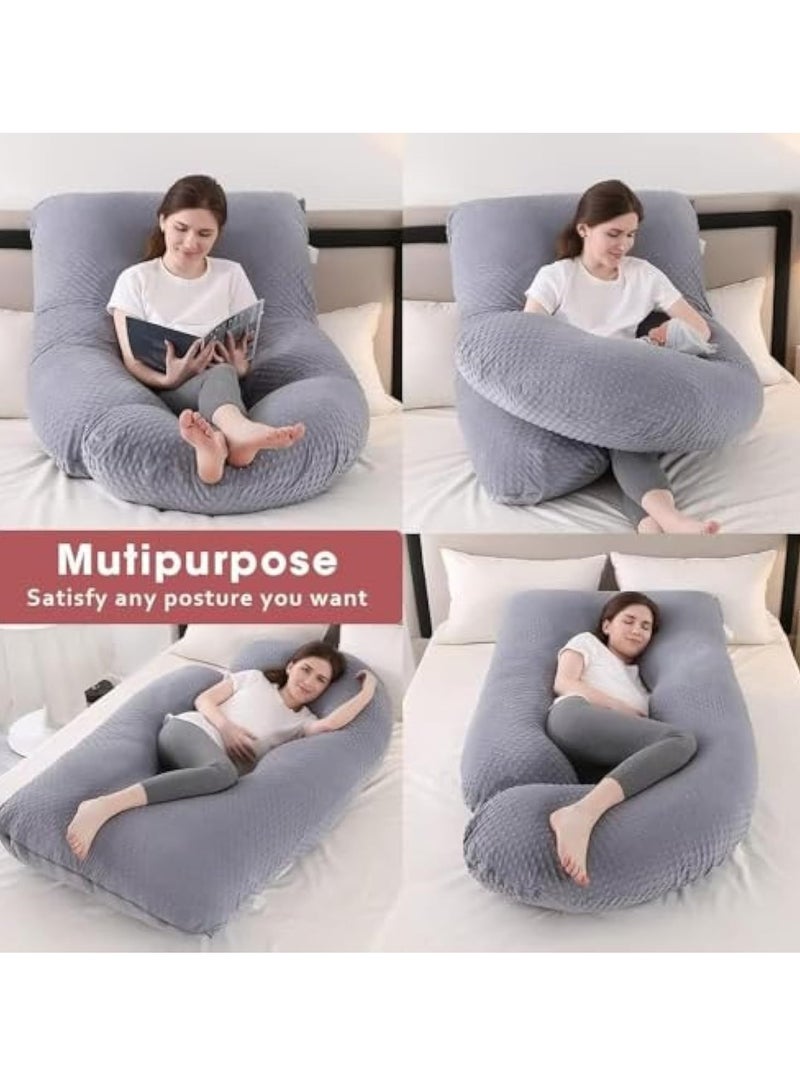 Arabest وسادة جسم كاملة على شكل U لدعم النوم أثناء الحمل، وسادة للأمهات الحوامل للظهر، الوركين، الساقين، البطن، مع غطاء مخمل قابل للإزالة 170*90*65 سم - Image 2