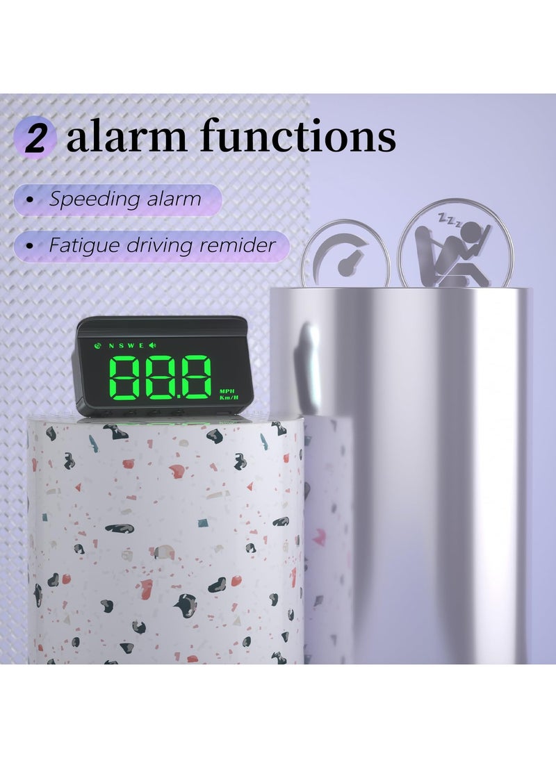 شاشة عرض رأس لأعلى للسيارات، وجهاز عرض عداد سرعة الزجاج الأمامي M1، وعداد السرعة GPS الرقمي مع السرعة، واتجاه القيادة، وإنذار التجاوز، والقيادة بالإرهاق، ووضع GPS لجميع المركبات - Image 3