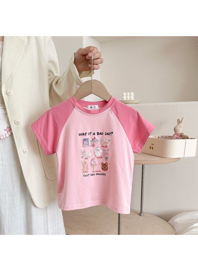 Short-sleeved Tops, T-shirts, Summer Round Necks, New Cartoon Prints, Loose-fitting Kidsren's Bottoming Shirts, New Styles For Boys And Girls