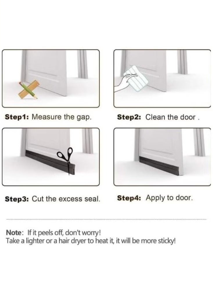 Door Draft stopper, Bottom Seal for Exterior & Interior Doors Blocker for Insects Dust Noise and weather Stripping 2”W x 39”L-BLACK. - Image 5