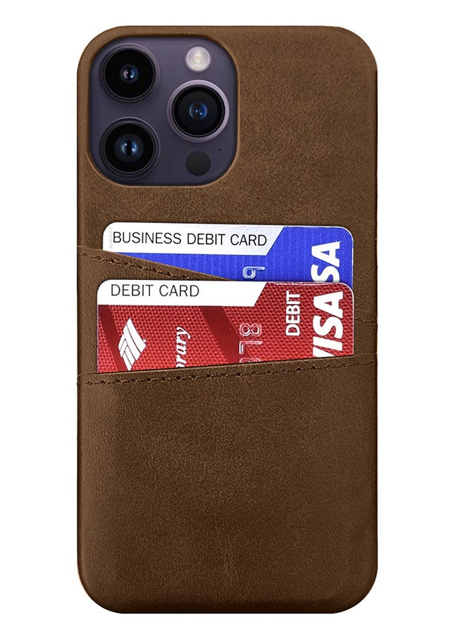 CATANES iPhone 14 Pro Max 2Packs Case Cover Leather with Card Holder for Men Women Phone Case with 3D Screen Protector  - Brown  - Image 4