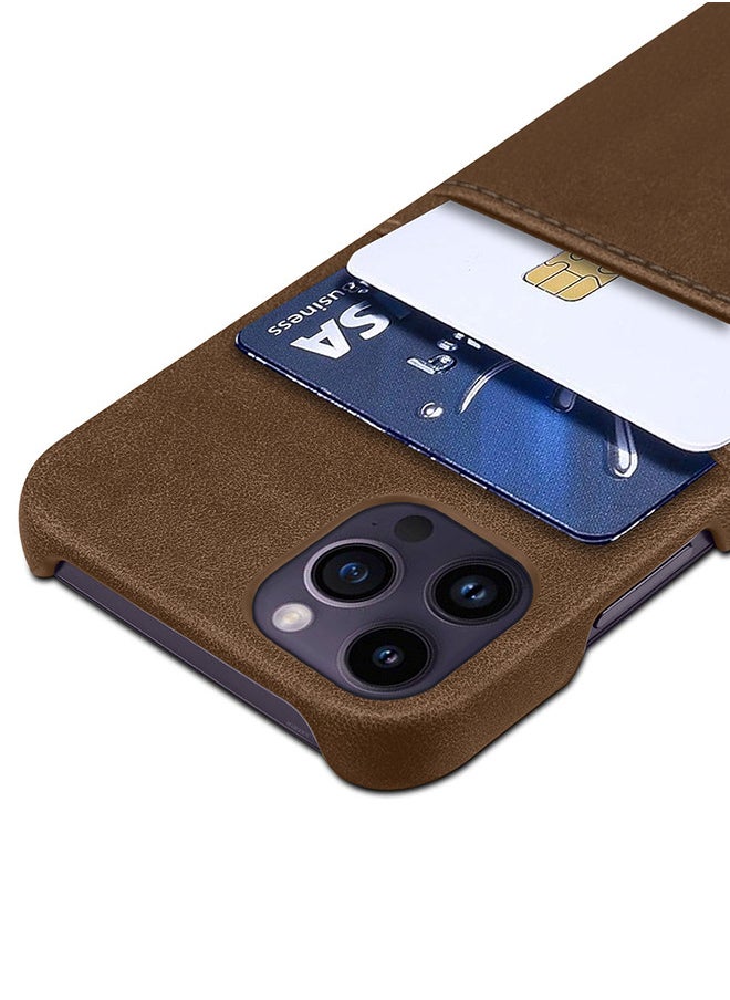 CATANES iPhone 14 Pro Max 2Packs Case Cover Leather with Card Holder for Men Women Phone Case with 3D Screen Protector  - Brown  - Image 5