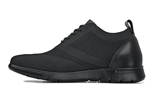CALTO Men's Invisible Height Increasing Elevator Shoes - Black/Black Sole Ultra Light-Weight Lace-up Knitted Sporty Walker - 2.4 Inches Taller - X2211 - Size 7 D(M) US - Image 5