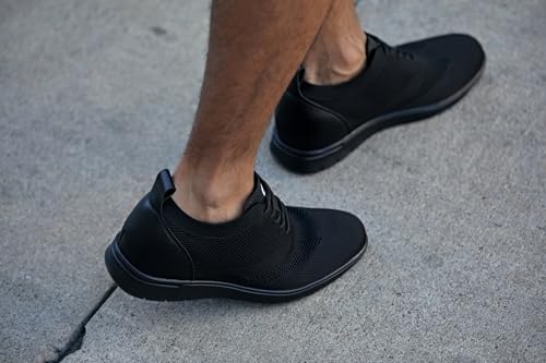 CALTO Men's Invisible Height Increasing Elevator Shoes - Black/Black Sole Ultra Light-Weight Lace-up Knitted Sporty Walker - 2.4 Inches Taller - X2211 - Size 7 D(M) US - Image 2