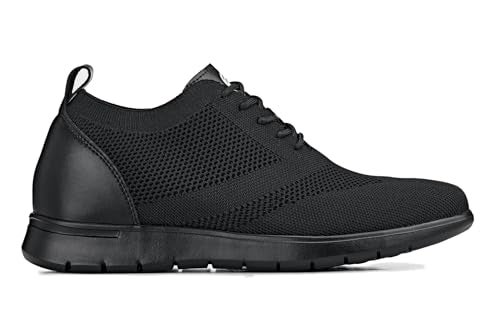 CALTO Men's Invisible Height Increasing Elevator Shoes - Black/Black Sole Ultra Light-Weight Lace-up Knitted Sporty Walker - 2.4 Inches Taller - X2211 - Size 7 D(M) US - Image 4