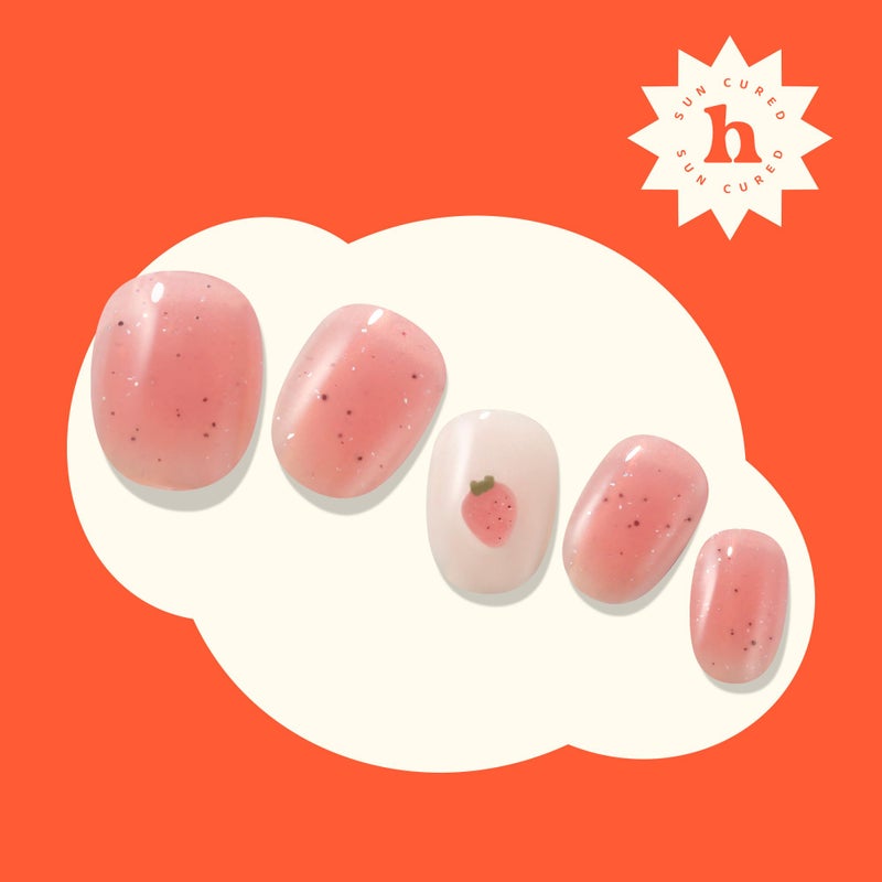 Heyhae Semi Cured Gel Nail Strips | No LED Lamp Needed | Glitter, Pink, Spring | Easy Apply & Remove, Salon Quality |Includes 28 Strips, 1 Prep Pads, Nail File & Wooden stick - Hey, You're Berry Sweet - Image 4