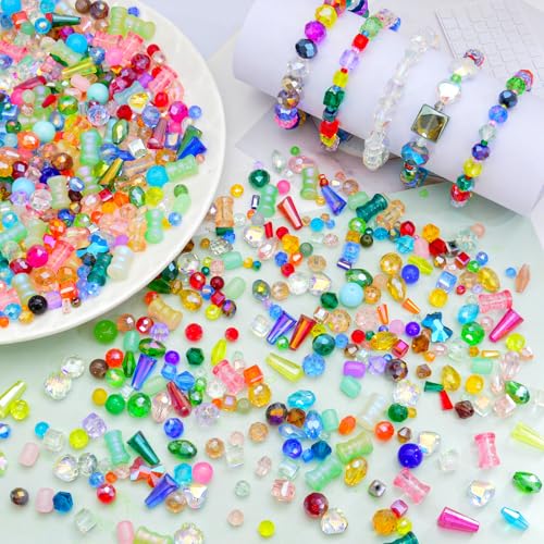 Laopottbeads One Pound Assorted Glass Beads for Jewelry Making, 2-16mm Colorful Crystal Beads for Bracelets, Crafts, DIY Art, Bulk Jewelry Making Supplies - Image 5