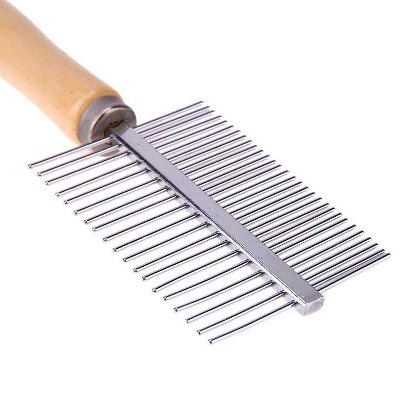 RIANZ Stainless Steel with Wood Handle Grooming Comb for Dog/Cats and Pets (1pc) - Image 4