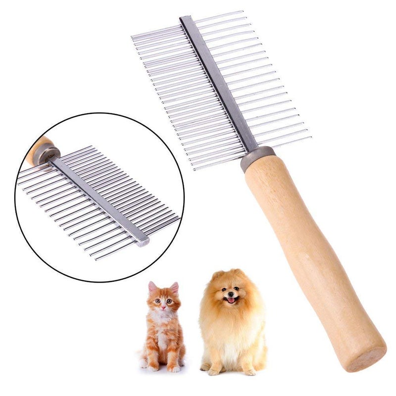 RIANZ Stainless Steel with Wood Handle Grooming Comb for Dog/Cats and Pets (1pc) - Image 2