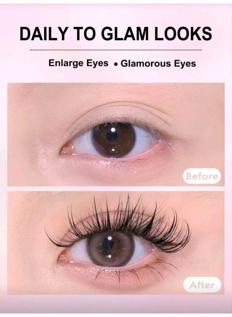 SHEIN-7Pairs Manga Wispy Natural Wet Look Eyelashes Grafting-Like Effect Faux Mink Lashes Clear Band Y2K Style 3D Fluffy Long Style Cat Eye Natural And - Image 5