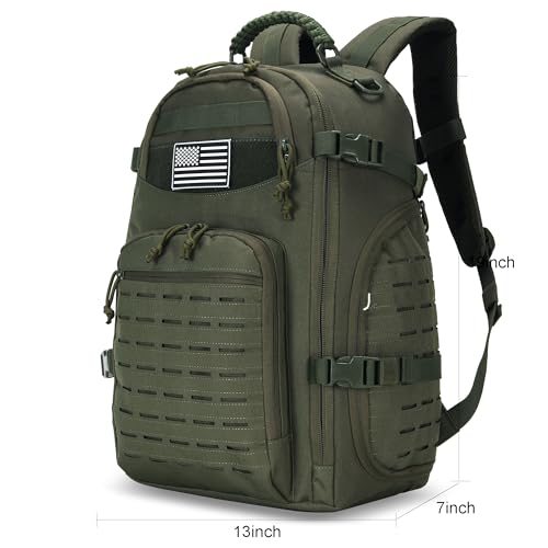 W WINTMING 35L Tactical Backpack for Men Heavy Duty Military Backpack 3 Day Assault Pack Molle Backpack Hiking Rucksack Green - Image 3