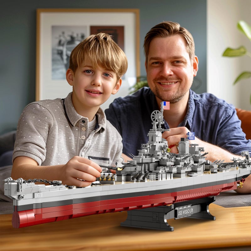 JMBricklayer Toy Battleship Building Set 60011, Classic Creative Military Missouri Battleship Model, Collectible Display Warship Toys for Adults, Christmas Birthday Gifts for 14+Boys,Teens (2228 Pcs) - Image 4