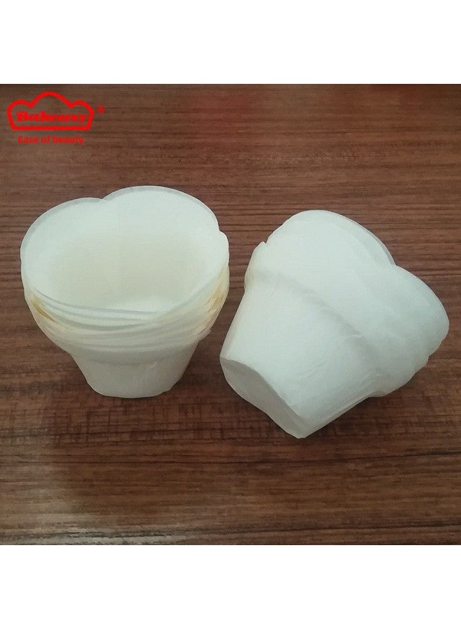 Lotus-shaped Baking Cup Muffin Cupcake Cupcake Cupcake Cupcake Oil-proof High Temperature Resistant 50 Pack-Color:L14050, Unfolded 140, Bottom Diameter 50mm-Specifications:White  - Image 1