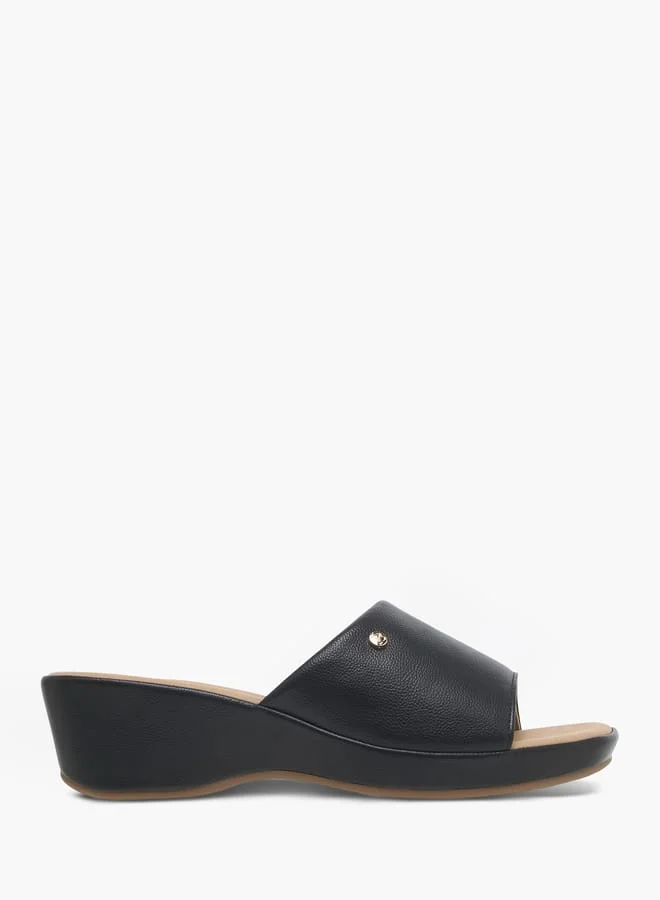Flora Bella By Shoexpress Women's Solid Slip-On Sandals with Wedge Heels