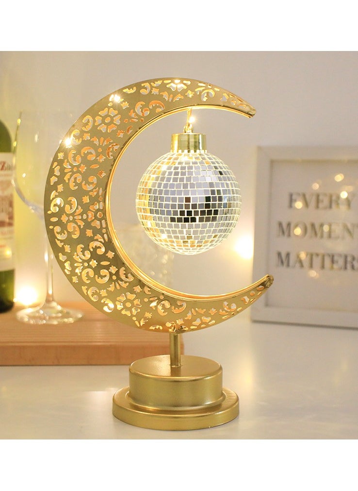 Generic - LED wrought iron moon lamp Ramdan festival decorative lamp bedroom table lamp atmosphere modeling lamp - Image 1